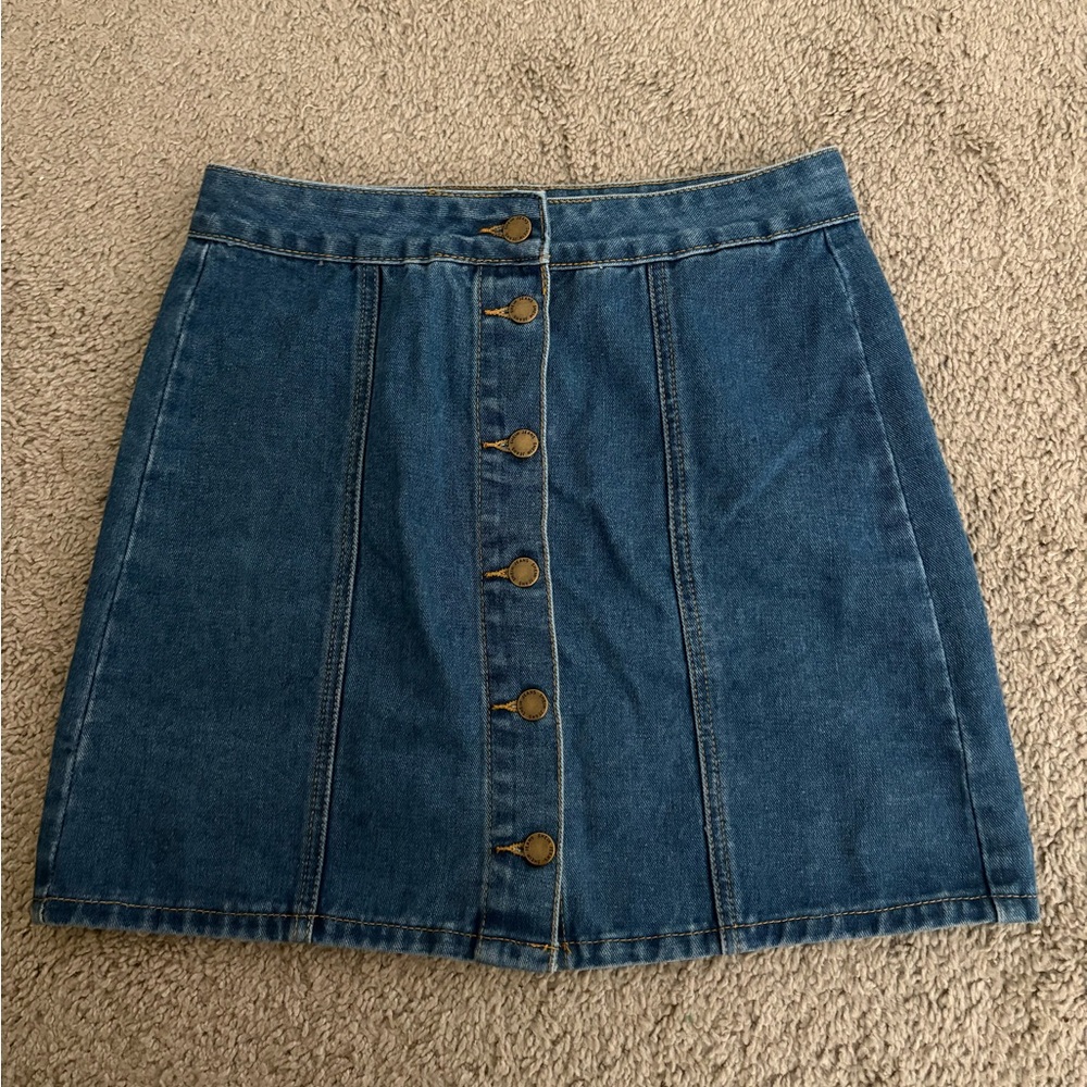 SHEIN Blue Denim Button Skirt